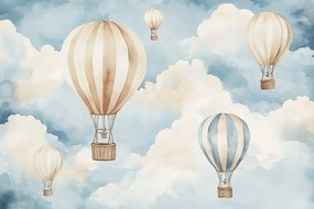 Fotótapéta Flizelina Gyerekek Ég Felhők Léggömb Repülés Utazás 208x146 ragasztó