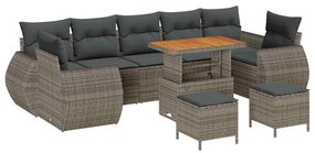 vidaXL Kerti Kanapé Szett 10 pcs Szürke polirattan