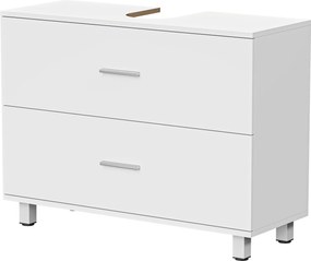 HOMCOM mosdó alatti szekrény 2 fiókkal, modern fehér, állvány nélküli mosdókhoz — 80 x 30 x 60 cm | Aosom