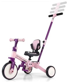 Gyerek háromkerekű bicikli 5az1-ben Milly Mally Optimus Max tolókarral pink