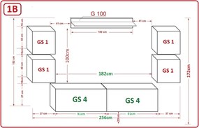 Prince Concept 41 nappali bútor szett magasfényű fehér (256CM)