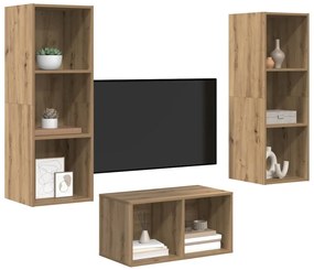 TV szekrény garnitúra kézműves tölgy 37 x 37 x 107 cm Faanyag
