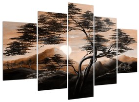 Fák, hegyek és a nap (150x105 cm)