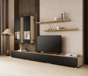 Baros 10 nappali szekrénysor artisan-tölgy / matt fekete