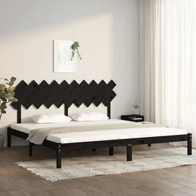fekete tömör fa ágykeret 200 x 200 cm