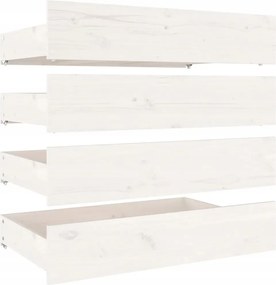 Fa Fiókok 4 Db Ágy Alá Fehér Fenyő 120 140 160 X 200