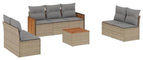 vidaXL 8 részes bézs polyrattan kerti ülőgarnitúra párnával