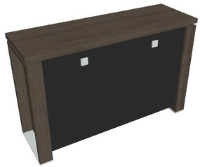 Verno+ alacsony szekrény 140 x 46 x 90 cm, üvegajtó, antracit tölgy / fekete