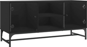vidaXL fekete TV-szekrény üvegajtókkal 102 x 37 x 50 cm