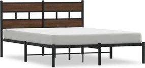 vidaXL barna tölgy színű fejtámlás ágykeret matrac nélkül 140 x 190 cm