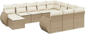 vidaXL 11 részes bézs polyrattan kerti ülőgarnitúra párnákkal