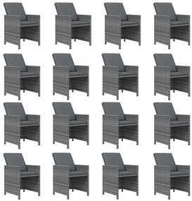 17 részes szürke polyrattan kerti étkezőgarnitúra párnával