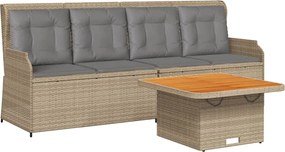 vidaXL 3 részes bézs polyrattan kerti ülőgarnitúra párnákkal