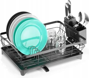 Csepegtető Nagy Szárító Edények Tányérok Evőeszközök Bögrék Fekete Fém