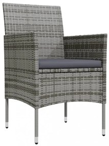 3 részes szürke és fekete kerti étkezőgarnitúra párnákkal