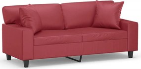 vidaXL 2 személyes bordó műbőr kanapé díszpárnákkal 140 cm