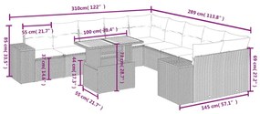 11 részes szürke polyrattan kerti ülőgarnitúra párnákkal