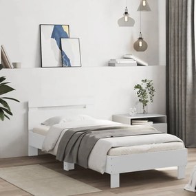 fehér ágykeret fejtámlával és LED-világítással 90 x 200 cm