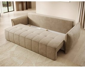 Világosbarna bársony kinyitható-tárolóhelyes kanapé 242 cm Weltton – ELTAP