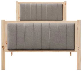 Ágykeret fejtámlával Barna és taupe 90 x 190 cm Tömör fenyőfa