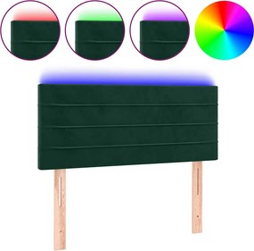 vidaXL sötétzöld bársony LED-es fejtámla 80 x 5 x 78/88 cm