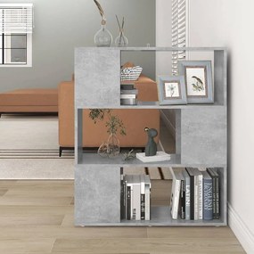 betonszürke szerelt fa térelválasztó könyvszekrény 80x24x94 cm