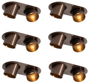 6 darabos süllyesztett spotlámpa szett sötét bronz GU10 50mm 2-fényű - Installa