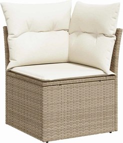 vidaXL Kerti Kanapé Szett párnával tárolóval 9 pcs Bézs Poli rattan