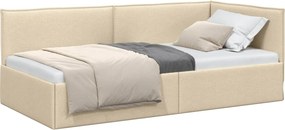 vidaXL Sarokágy keret fejtámlával Krém 90 x 190 cm szövet