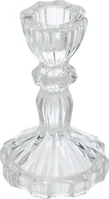 Kristály Üveg Gyertyatartó, Átlátszó, Lábon Álló 6,8 X 11 CM