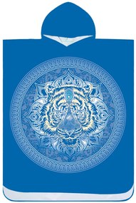 Strandkészlet TIGER – Fürdőlepedő 100×180 cm és poncsó 80×145 cm, kék