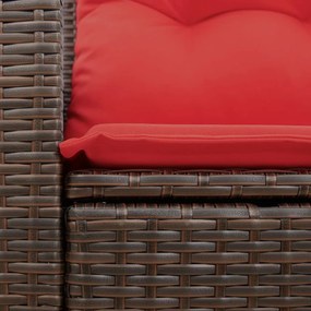kétszemélyes barna polyrattan kerti kanapé párnákkal