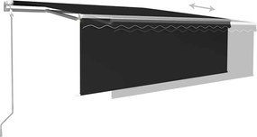 Szürke redőnyös, LED-es, szélérzékelős napellenző 4,5 x 3 m