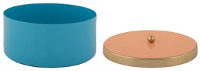 Kék dekoratív fém tárolódoboz ø 16x6 cm Double Funky – PT LIVING