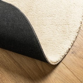 HUARTE krémszínű rövid szálú puha és mosható szőnyeg Ø 80 cm