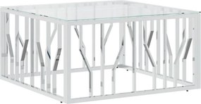vidaXL üveg és rozsdamentes acél dohányzóasztal 80x80x40 cm