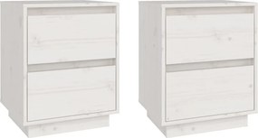 vidaXL 2 db fehér tömör fenyőfa éjjeliszekrény 40 x 35 x 50 cm