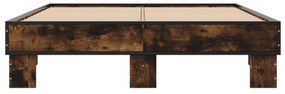 füstös tölgyszínű szerelt fa és fém ágykeret 140x190 cm