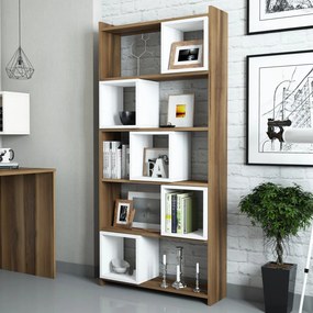 Box könyvespolc, dió-fehér, 80 cm