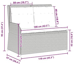 Kerti pad párnával Világosszürke Poli rattan