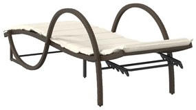 2 db barna polyrattan napozóágy asztallal