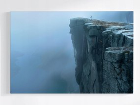 Vászonkép Canvas Szikla Fjord Norvégia Köd Hegyek TÁJKÉP120x80