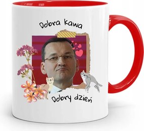 Piros Politikus Bögre Mateusz Morawiecki Miniszterelnök fényképes nyomtatással