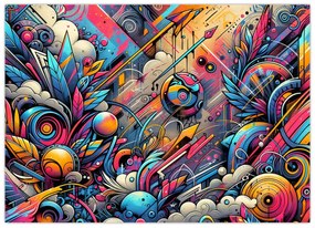 Üveg kép - Színes graffiti (70x50 cm)