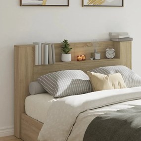 sonoma tölgy színű áthidalószekrény LED-ekkel 160x16,5x103,5 cm