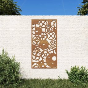 Fogaskerék mintás corten acél kerti faldísz 105 x 55 cm
