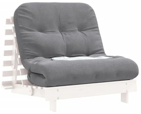 fehér tömör fenyőfa futon kanapéágy matraccal 80 x 206 x 11 cm