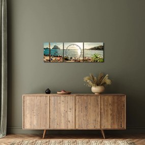 Kép - Strand emberekkel (órával) (90x30 cm)