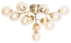 Art Deco mennyezeti lámpa bronz színű borostyán üveggel 12 lámpás - Bianca