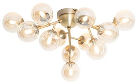 Modern mennyezeti lámpa bronz borostyánsárga üveggel 12 lámpa - Bianca
